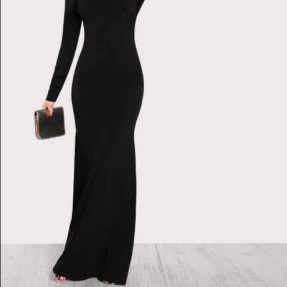 black maxi ribbed dress